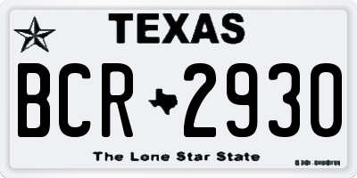 TX license plate BCR2930