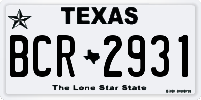 TX license plate BCR2931