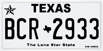 TX license plate BCR2933