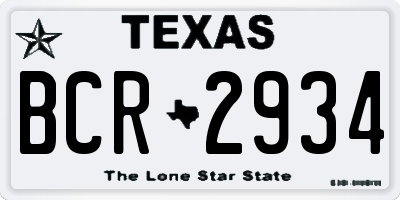 TX license plate BCR2934
