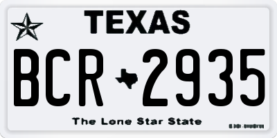 TX license plate BCR2935