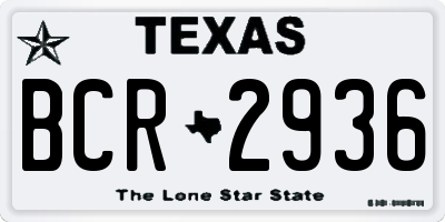 TX license plate BCR2936