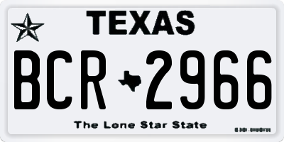 TX license plate BCR2966