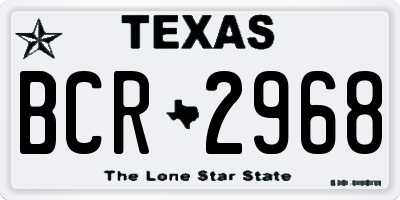 TX license plate BCR2968