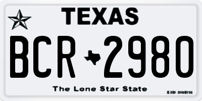 TX license plate BCR2980
