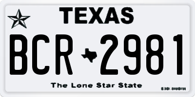 TX license plate BCR2981