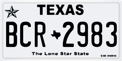 TX license plate BCR2983
