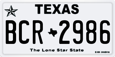 TX license plate BCR2986