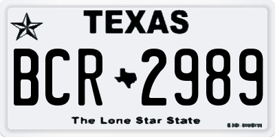 TX license plate BCR2989