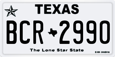 TX license plate BCR2990