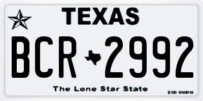 TX license plate BCR2992