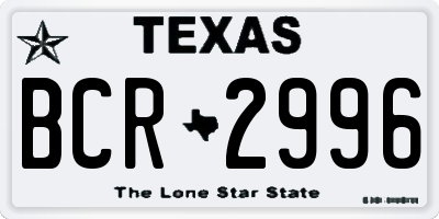 TX license plate BCR2996