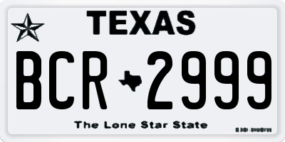 TX license plate BCR2999