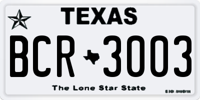 TX license plate BCR3003