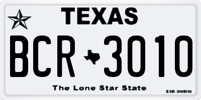 TX license plate BCR3010