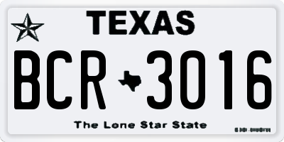 TX license plate BCR3016