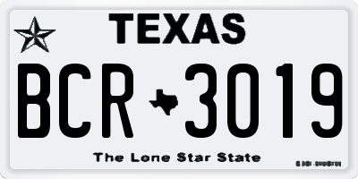 TX license plate BCR3019