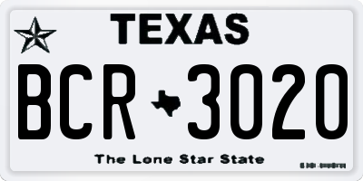 TX license plate BCR3020