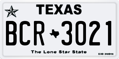 TX license plate BCR3021