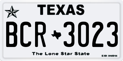 TX license plate BCR3023