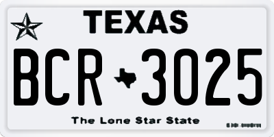 TX license plate BCR3025