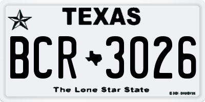 TX license plate BCR3026