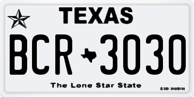 TX license plate BCR3030