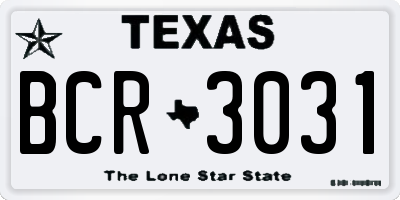 TX license plate BCR3031