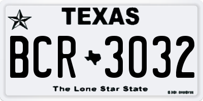 TX license plate BCR3032