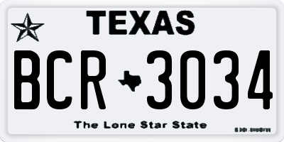 TX license plate BCR3034