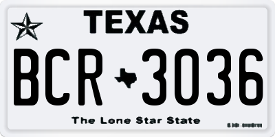 TX license plate BCR3036