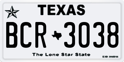 TX license plate BCR3038