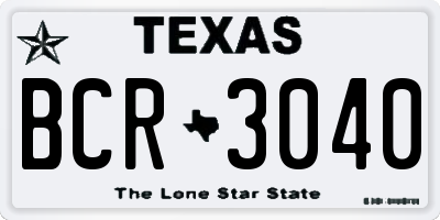 TX license plate BCR3040