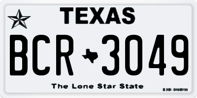 TX license plate BCR3049