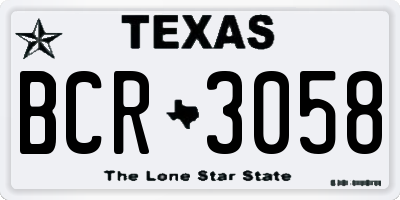 TX license plate BCR3058