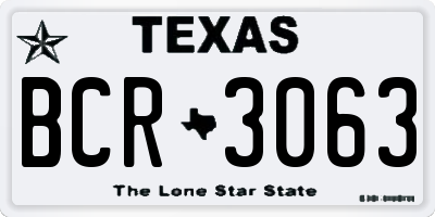 TX license plate BCR3063