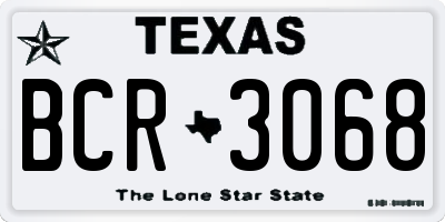 TX license plate BCR3068