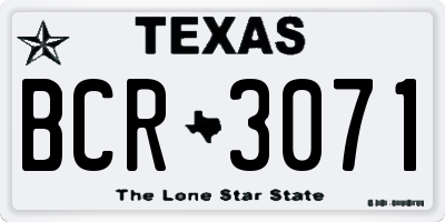 TX license plate BCR3071
