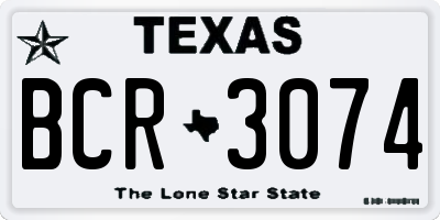 TX license plate BCR3074