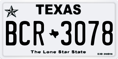 TX license plate BCR3078