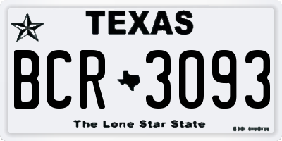 TX license plate BCR3093