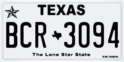 TX license plate BCR3094