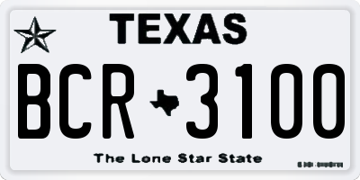 TX license plate BCR3100
