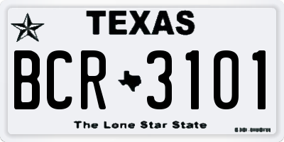 TX license plate BCR3101
