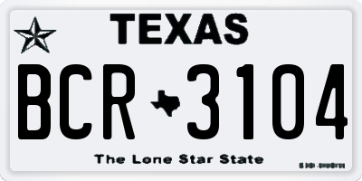 TX license plate BCR3104