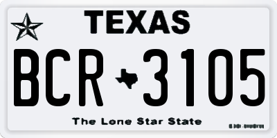 TX license plate BCR3105