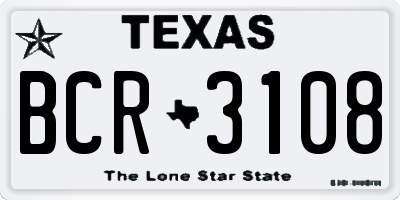 TX license plate BCR3108