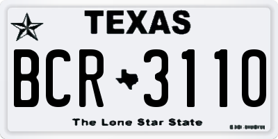 TX license plate BCR3110