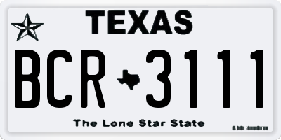 TX license plate BCR3111