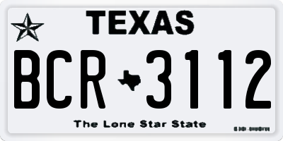 TX license plate BCR3112